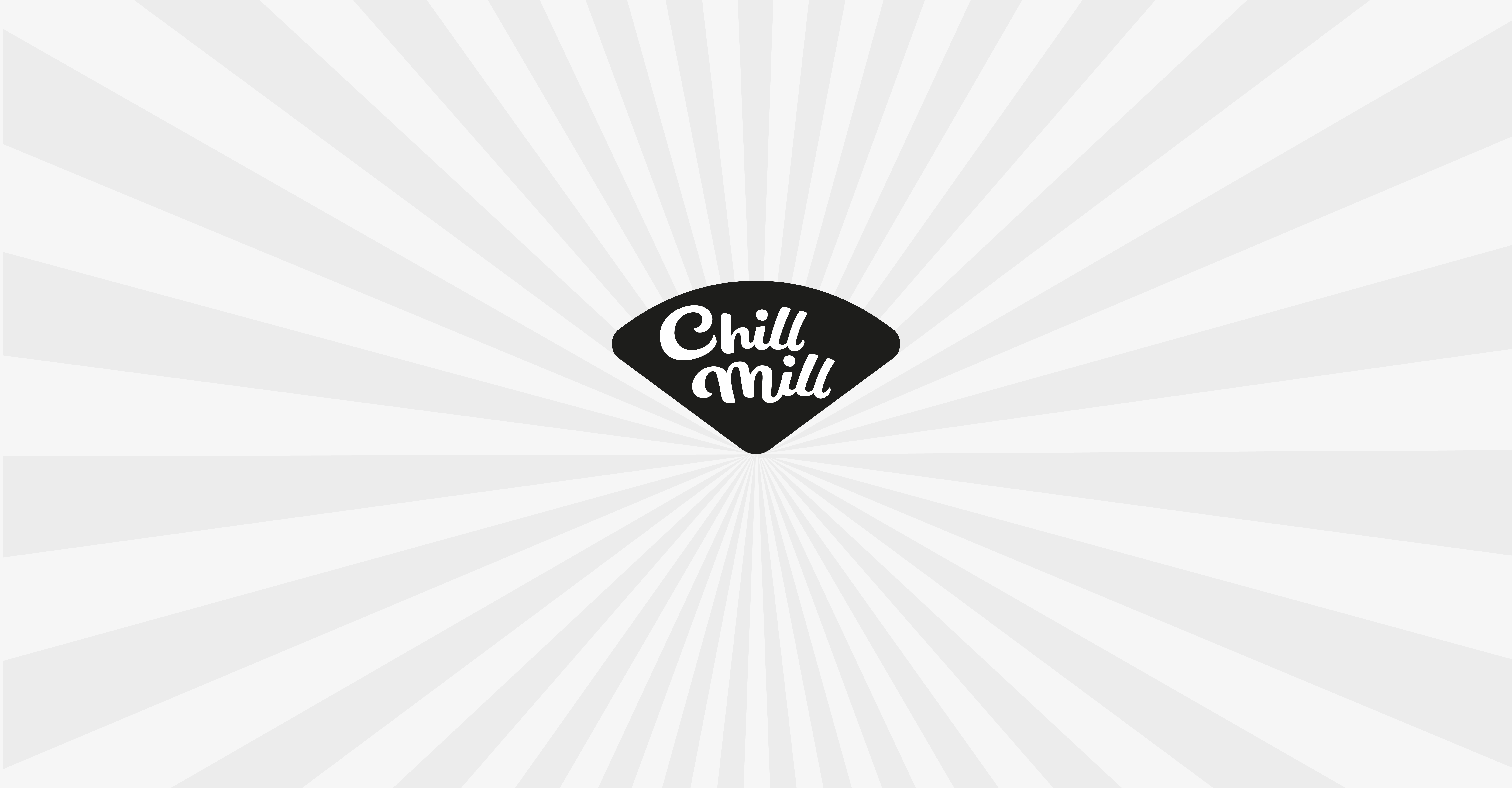 Chill Mill logo - India’s first healthy millet wafers brand with dynamic burst background