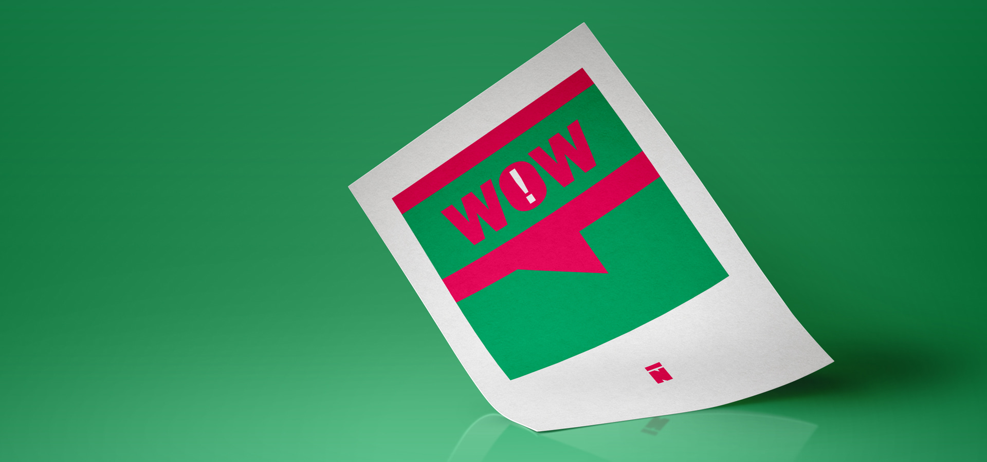 Nuetone promotional poster with bold pink 'WOW' text on a green and pink background, featuring a small 'N' logo, highlighting the brand's exciting offerings on the website